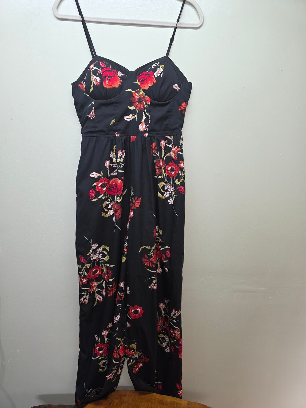 Band Of Gypsies Black Floral Wide Leg Camisole Boho Jumpsuit